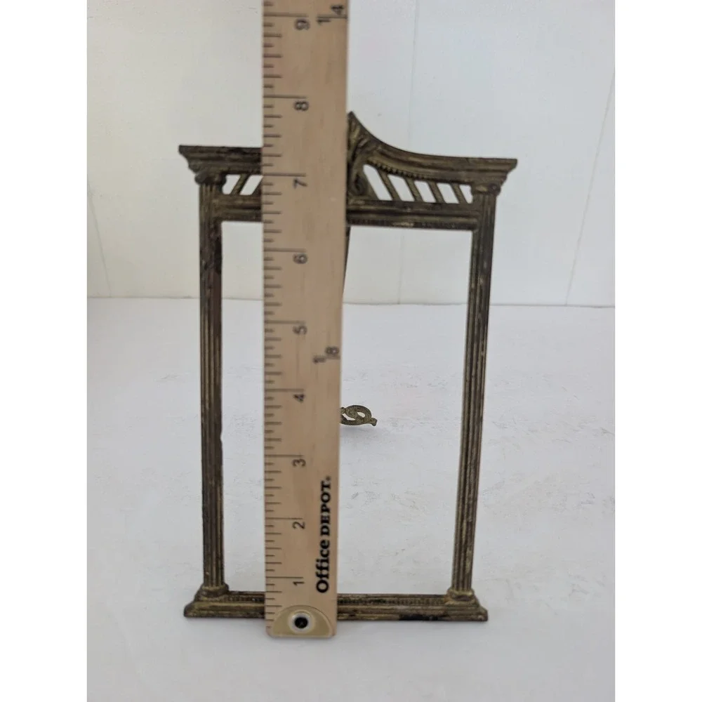 Antique c.1900 Cast Brass Architectural 4x6 Frame #731 Original Easel No Glass